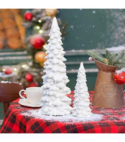 Amazon.com: Set of 3 Antique White Glittered Christmas Trees- 6.25
