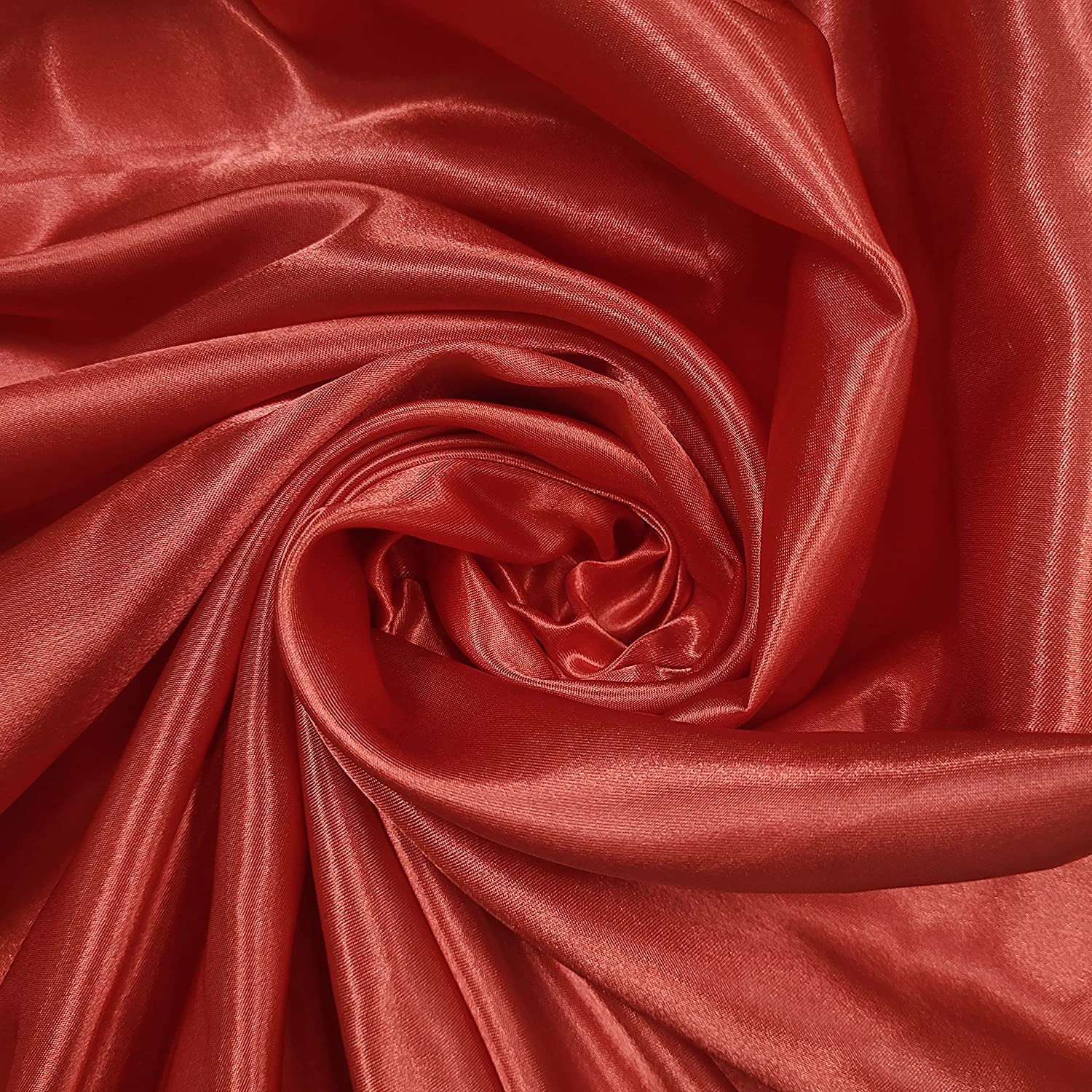 EP 100% Polyester/Poly Silk Silky Satin Fabric, Dressmaking, Wedding, Prom - Dress Craft Fabric Material 58" - 150 cm Wide Sold in Pre - Cut Lengths (6 Meter, Red)