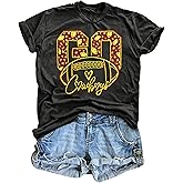 Football Shirts for Women Vintage Game Day Tshirt Football Team Fans Heart Graphic Short Sleeve Tops