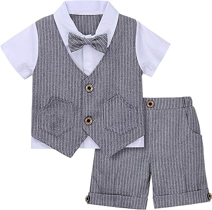 Amazon Co Jp Becos ベビー フォーマル 男の子 半袖 紳士 夏 子供服 宮参り 初節句 80 灰 服 ファッション小物