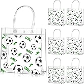 Aliceset 20 Pcs Soccer Clear Goodie Bag with Handles PVC Sport Theme Party Favor Bag Bulk for Team Gifts Birthday, 8x8x3.15''