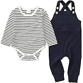 YUEMION Baby Boy Clothes Newborn Infant Boy Outfits 2Pcs Stripe Top Romper Pants Set 0-24 Months Overalls Toddler Boy Clothes