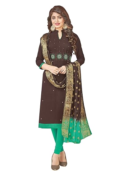 Leeza Store Womens Ethnic Wear Cotton Salwar Kameez (Brown Color_Free Size)