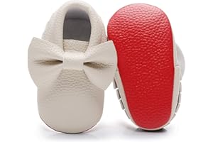 Bebila Double Bow Fringe Baby Moccasins - Soft Sole Baby Shoes Girls Toddler Crib Flats