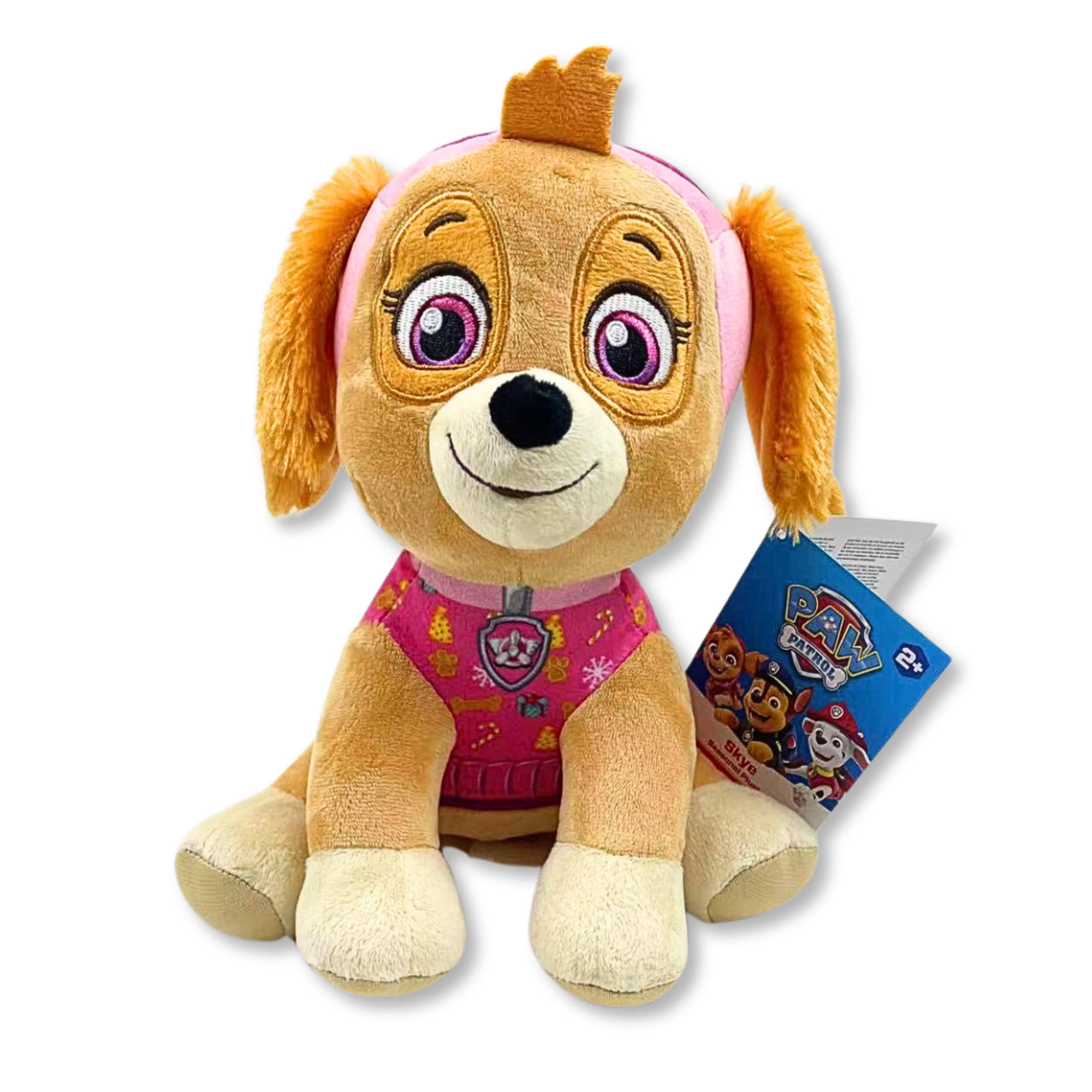 Paw Patrol Skye Plush Toy - Medium Sitting Plush with Printed Seasonal Jumper, 25x22x13cm - Toys for Girls - Ideal for Fans, for Kids