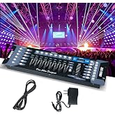 MINGJIE DMX512 Controller, 192 Channel Stage Lighting Console | Sound Activated Mode, 30 Programmable Scene Banks, LED Display and Cable Included for DJ, Club, Stage and Live Events