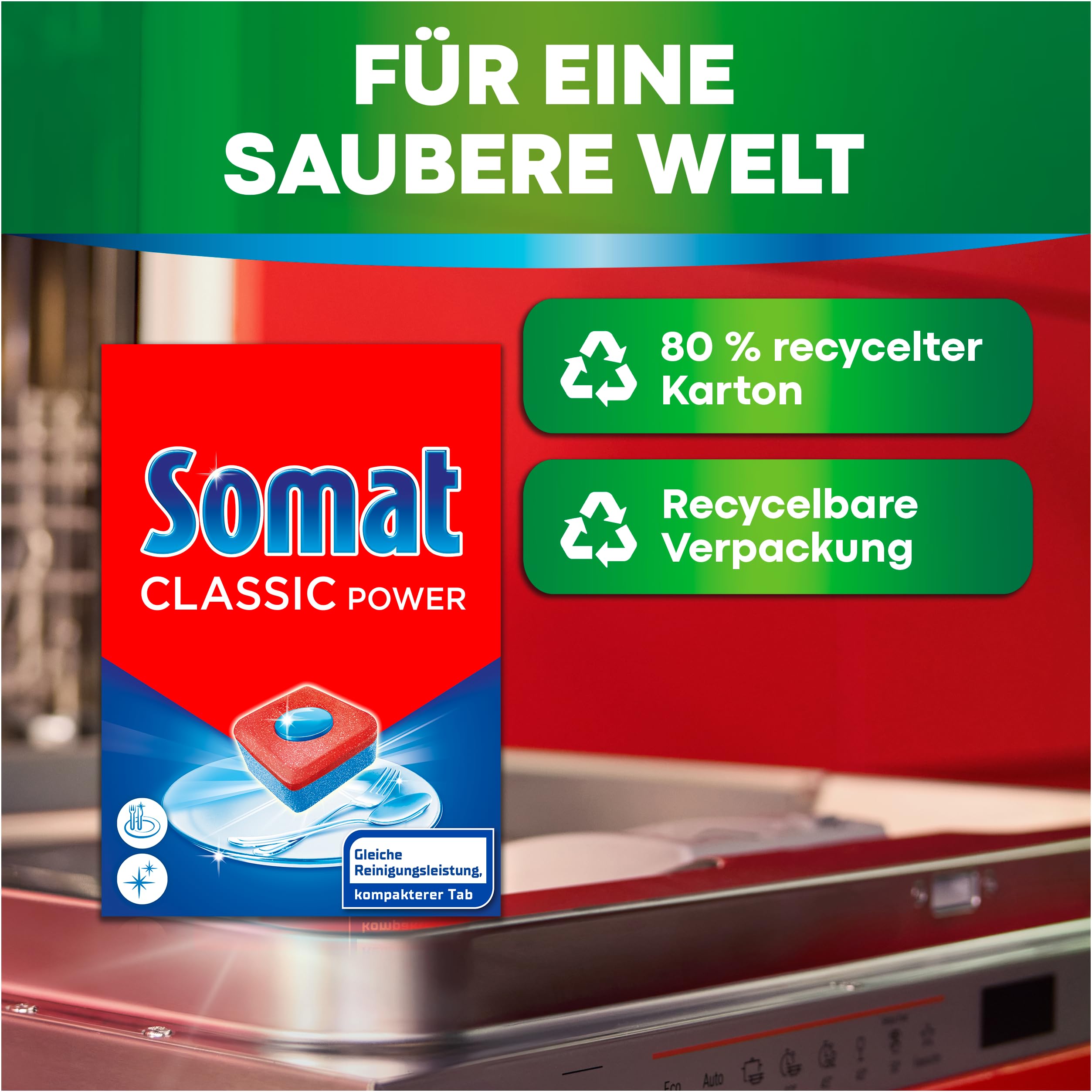 Somat Classic Power Spülmaschinen Tabs (172 Tabs), Geschirrspül Tabs mit Fettlösekraft für kraftvolle Reinigung, Spültabs für strahlend sauberes Geschirr sogar bei niedrigen Temperaturen 5