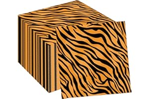 JAJAJUEGOS 40Pcs Tiger Print Party Napkins Tiger Paper Napkins Disposable Tiger Party Napkins Set Tiger Print Theme Party Tiger Print Paper Luncheon Napkins Safari Tiger Print Theme Party Supplies