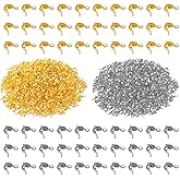 Xindojuz 800 PCS Crimp Beads for Jewelry Making, 4mm Sterling Silver Gold Crimp Bead Covers, Clamshell Metal Plated Fold-Over Bead Tips, Crimping Knot Covers for DIY Bracelets Necklaces Accessories