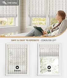 LazBlinds Cordless Bamboo Roman Shades, Light