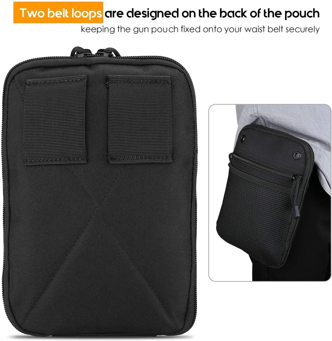 ProCase Concealed Gun Pouch Bundle with Tactical Pistol Mag Pouch Magazine Bag Clip Utility Tool Holder –Black: Computers & Accessories
