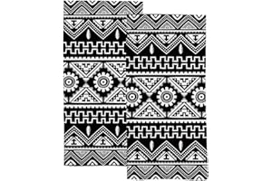 Vantaso Bath Hand Towels Set of 2 Black Ethnic Boho Style, Soft Absorbent Washcloths Towel for Bathroom Kitchen Hotel Gym Spa