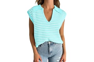 Yousify Summer Sweaters for Women 2025 V Neck Cap Sleeve Tops Sleeveless Spring Clothes Sweater Vest S-2XL