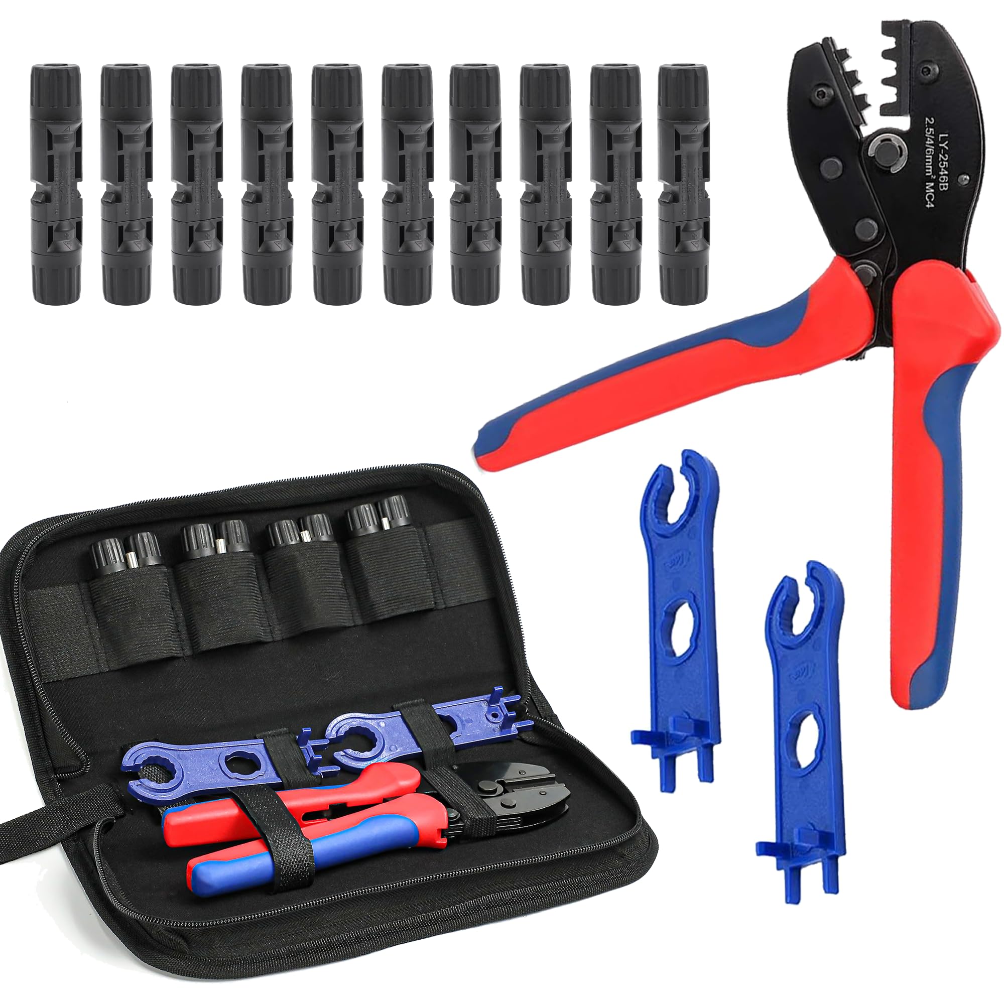 Photo 1 of IGOYE Solar Crimping Tool Kit for Solar Panel Cable 14-10AWG,PV Connector Kit Includes 10 Pairs 1000V 30A Connector, 2 PCS Spanner Wrench and Crimper Tool for 2.5/4/6mm² PV Cable