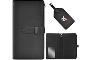 Deziliao Passport Wallet for Men and Women, Mulit-purpose RFID Blocking Passport Holder Travel Wallet, Passport and Vaccine Card Holder Combo, Travel Essentials Passport Cover Case（Black）