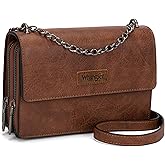 Wrangler Flap Crossbody Purse for Women Shoulder Bag Vintage Wallets with Chain Strap