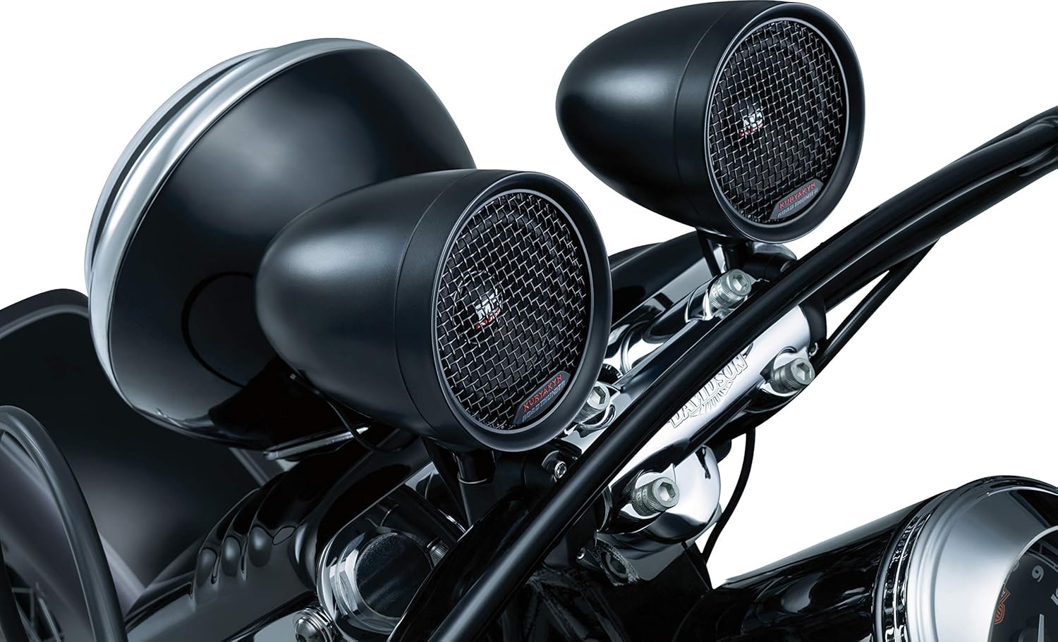 Kuryakyn 2713 MTX Road Thunder Weather Resistant Motorcycle Speakers: 100 Watt Handlebar Mounted Audio Speaker Pods with Bluetooth Audio Controller, Satin Black