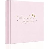 Holoary Baby Photo Album 4x6 100 Photos with Writing Area, 100 Pockets 4x6 Picture Album, Linen Fabric Cover Picture Book for Photos, Baby Photo Albums Hot Stamping Cover(Pink)