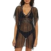 BECCA womens Crochet Tunic, Plunge Neck, Crochet, Beach Cover Ups for Women