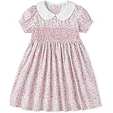 Curipeer Little Girls Summer Dress Floral Short Sleeve Cotton Casual Outfit Dress 12M-8Y