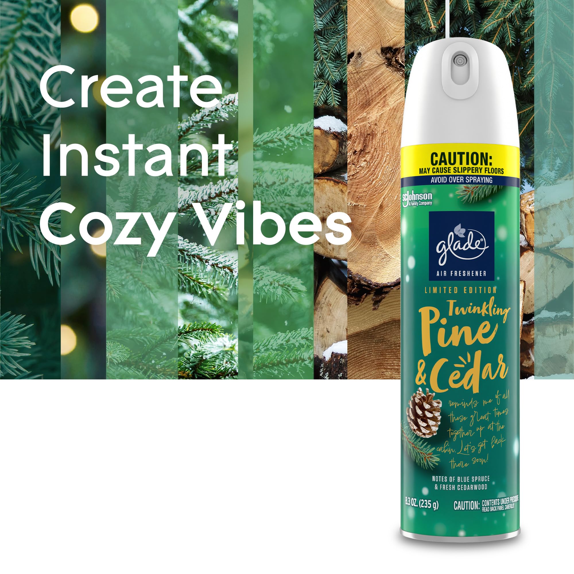 Glade Air Freshener Room Spray, Twinkling Pine & Cedar, 8.3 oz, 2 Count