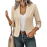 FOLUNSI Women's Business Casual Cropped Blazer Lapel Collar Long Sleeve Work Office Suit Jacket with Fully Lined S-XL