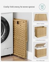 SONGMICS 160 L Laundry Basket with Lid 3-Compartment Rattan Natural LCB365N01 view 9