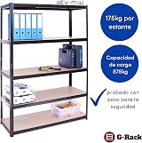 G-Rack Garage Shelving Unit 180cm 120cm 45cm Grey 5 Tier 175kg Load view 4