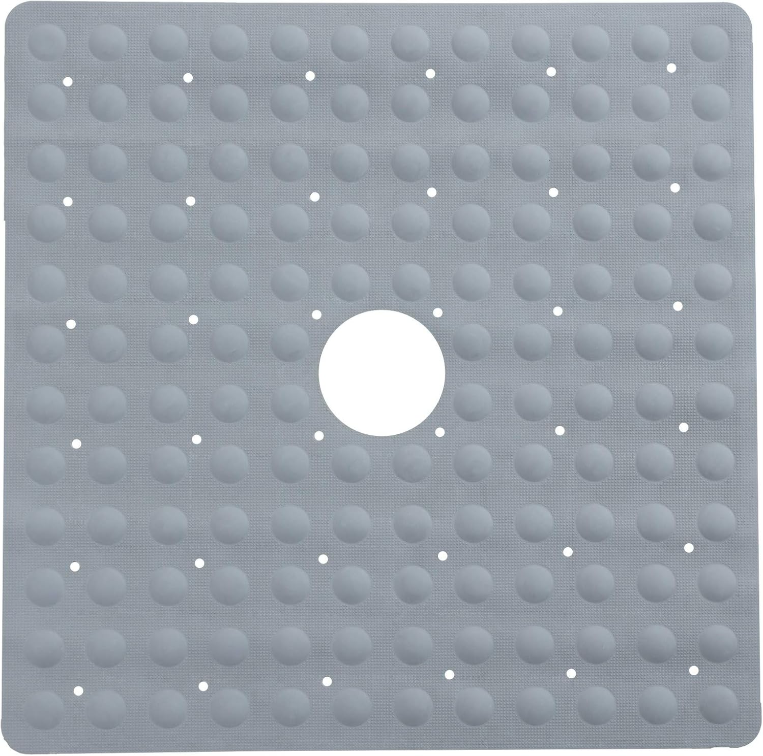 SlipX Solutions Gray Square Rubber Safety Shower Mat with Microban Antimicrobial Product Protection, Reliable Slip-Resistance in Shower Stalls (21 Inch Sides, Mildew Resistant, 140 Suction Cups): Health & Personal Care