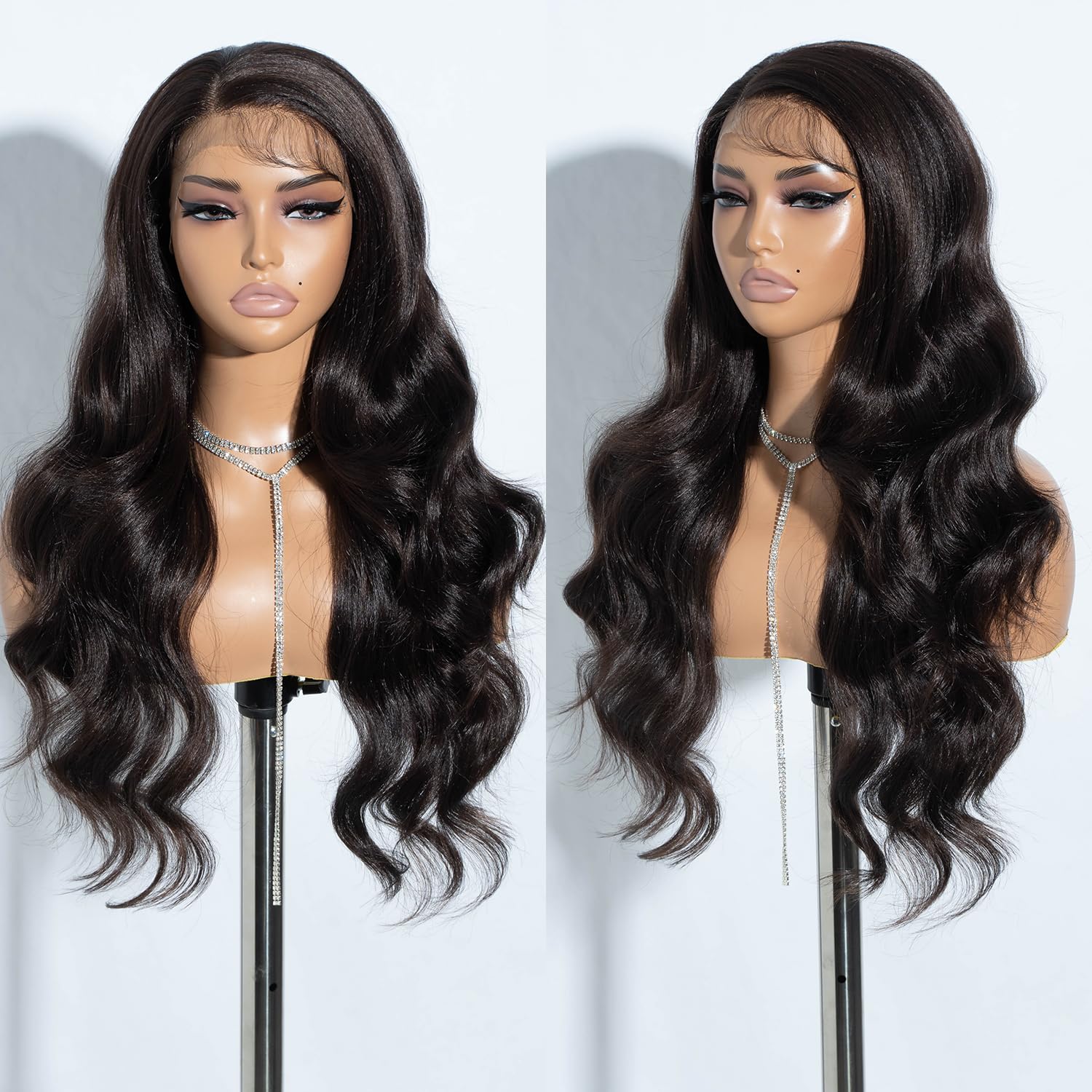 Joedir 13X4 Lace Front Wig Free Parting Lace Frontal Wigs With Baby Hair Pre Plucked Synthetic Wig Natural Looking Body Wave Wigs for Women 30 Inch Glueless Lace Front Wigs Dark Brown