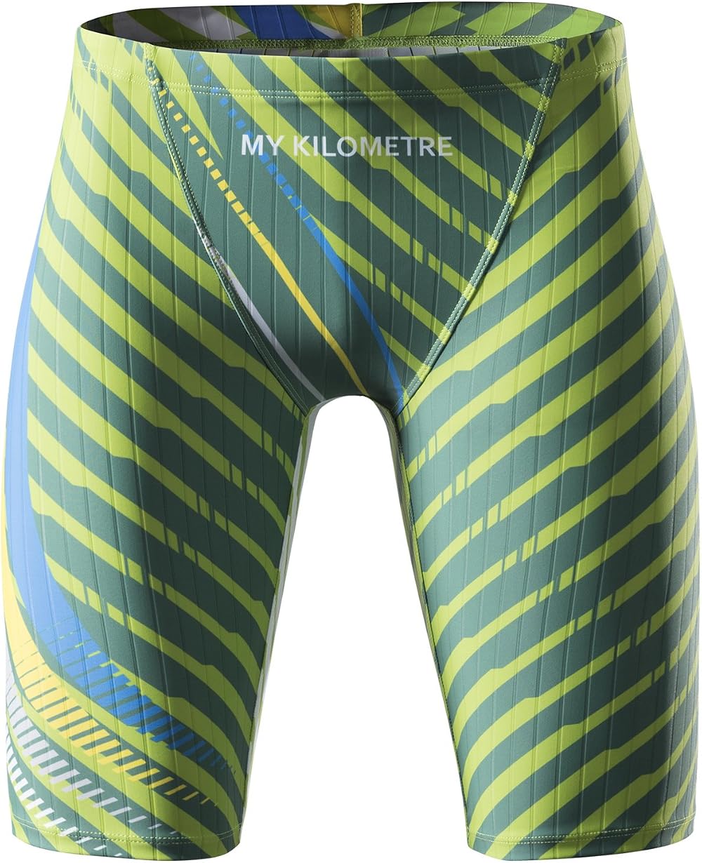 MY KILOMETRE Jammer Swimsuit Mens Solid Endurance Training Green M