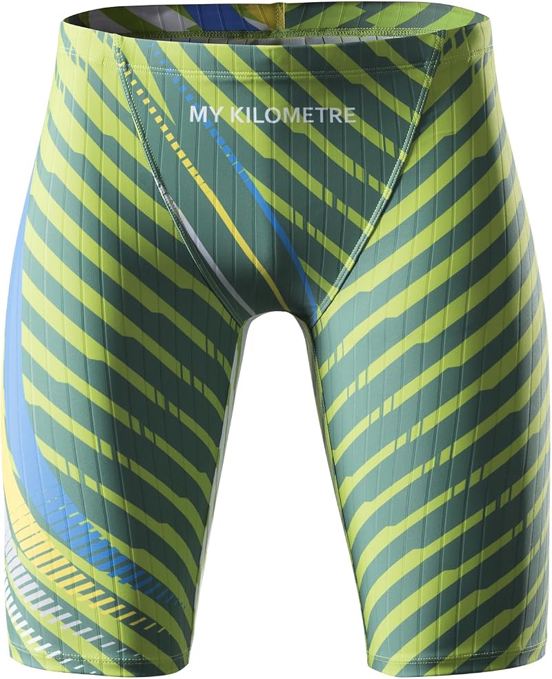 MY KILOMETRE Jammer Swimsuit Mens Solid Endurance Training Green M