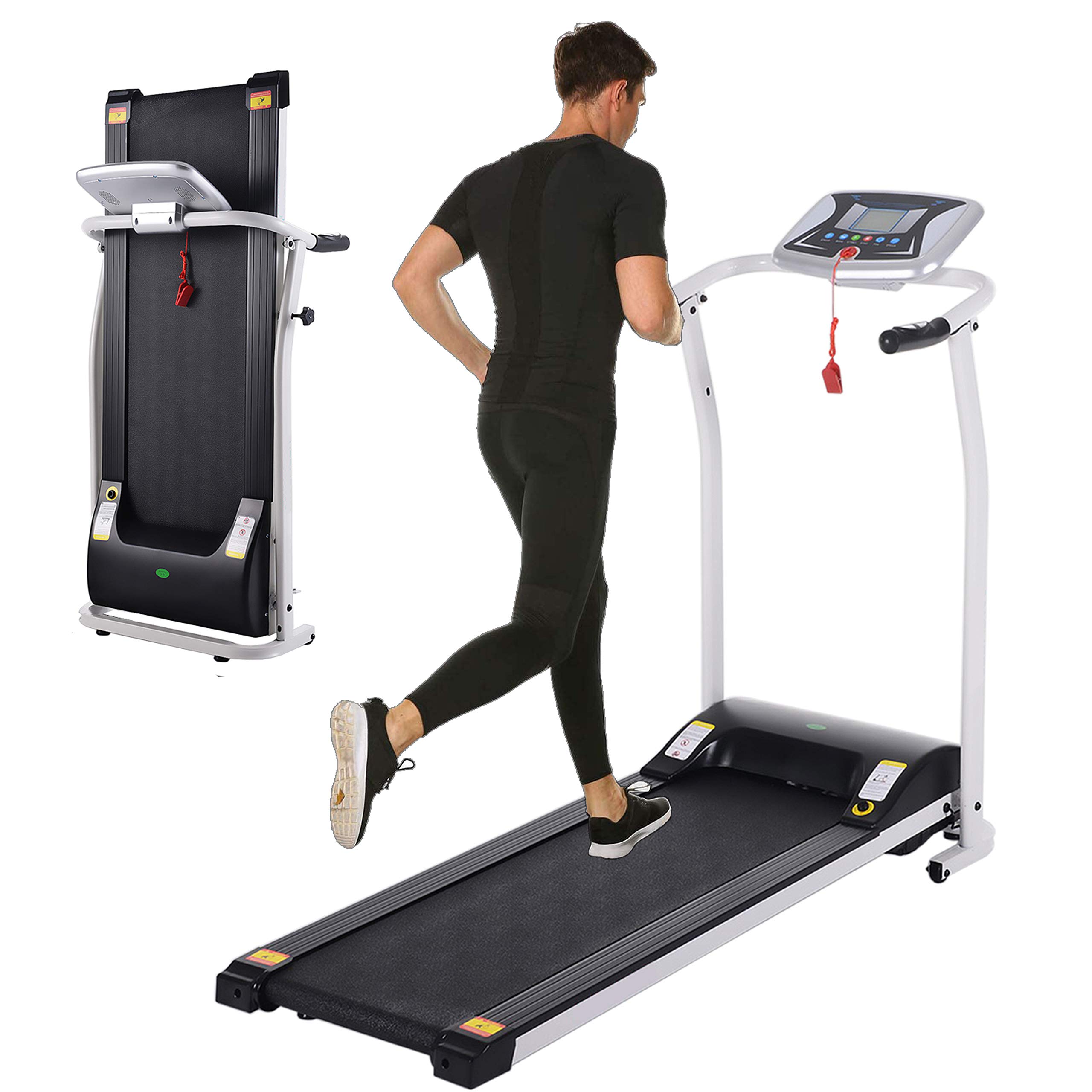 Folding Treadmill, Electric Running Machine with LCD Monitor Motorized Walking Running Machine Equip