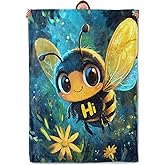 Mounidso Bee Blanket Flannel Throw Blankets, Cute Cartoon Insect Lightweight Warm Soft Cozy for Women Girls and Nature Lovers, Gifts for Sofa Couch Chair Living Room Bedroom Home Decor, 50x60inch