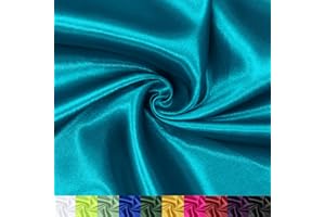 P Pothuiny 60 Inch Wide Teal Satin Fabric by The Yard, Silky Charmeuse Satin Fabric for Bridal Wedding Dress Decor DIY Apparel Crafts, 1 Yard