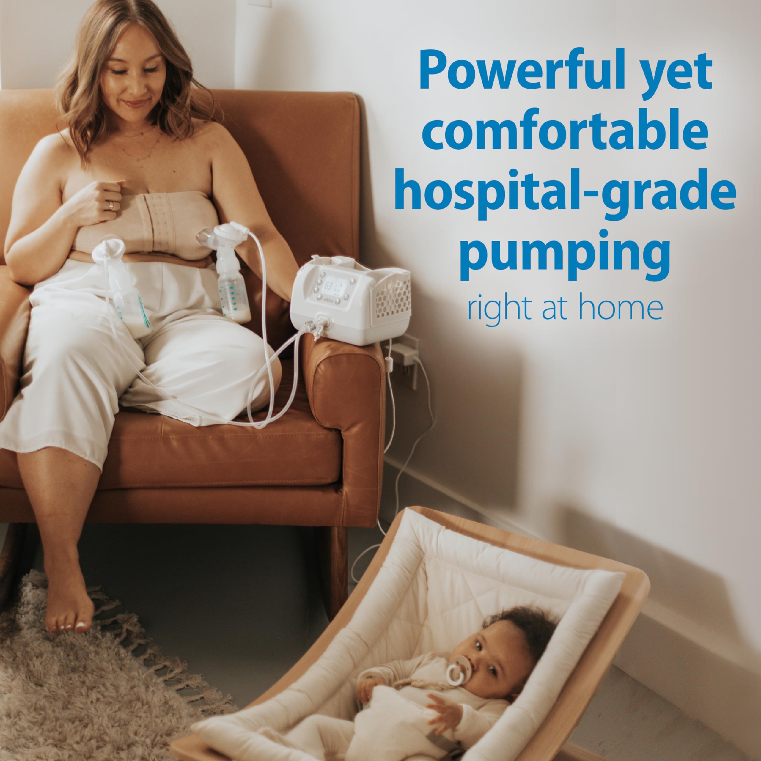Dr. Brown's Customflow Hospital Strength Double Electric Breast Pump with Adjustable Settings, includes Breast Milk Collection Bottles, Flanges & Other Pumping Essentials