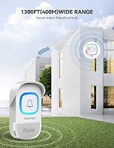 TECKNET Mini Wireless Doorbell RGB Light IP66 400M 60 Melodies 5 Level Volume view 4