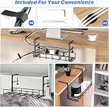 TriPro Under Desk Cable Management Tray No Drill Long Arm Clamp Fits Most Tables view 7