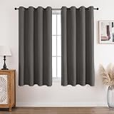 CUCRAF 100% Blackout Curtains 66 x 54 Inch 2 Panels Grey Thermal Eyelet