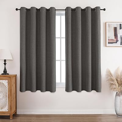 CUCRAF 100% Blackout Curtains Grey 54 Inch Drop 2 Panels Eyelet 46x54