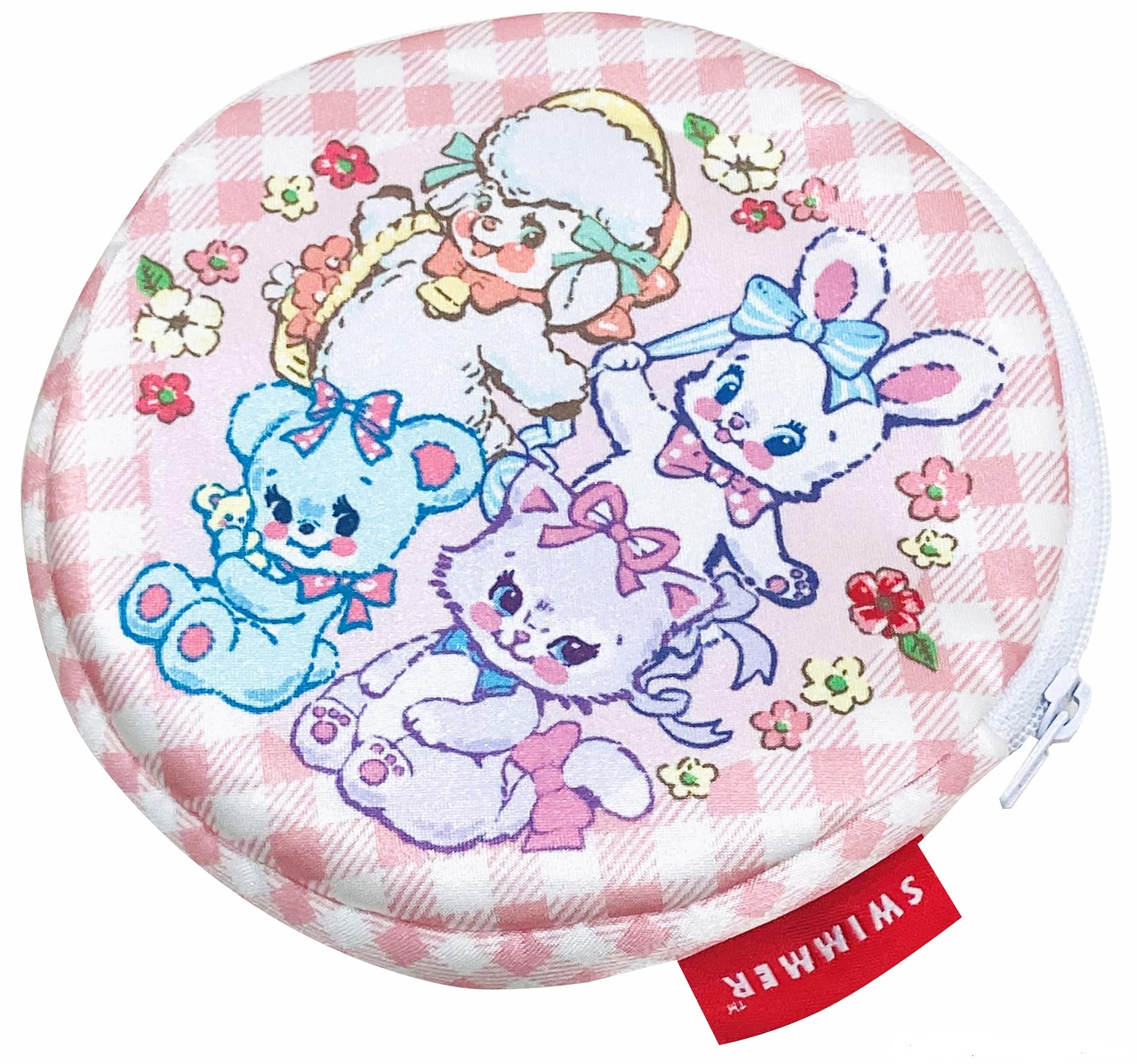 MORIPiLO ティッシュケース スイマー SWIMMER グッズ キャラクター ポーチ 小物入れ 小さめ 可愛い 13x13cm ギンガムチェック ピンク まくらのモリシタ 4621561商品画像