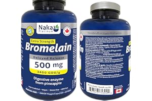 Naka Platinum Bromelain, Extra Strength 500mg, Delayed Release, Digestive Enzyme for Men & Women from Pineapple, Made in Cana