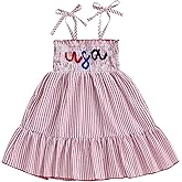 4th of July Toddler Baby Girl Outfit USA Dress Bowknot Halter Fouth of July Dresses Girls 4th of July Clothes