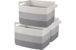 OIAHOMY Storage Basket, Woven Baskets for Storage, Cotton Rope Basket for toys,Towel Baskets for Bathroom - Pack of 3, Gradie