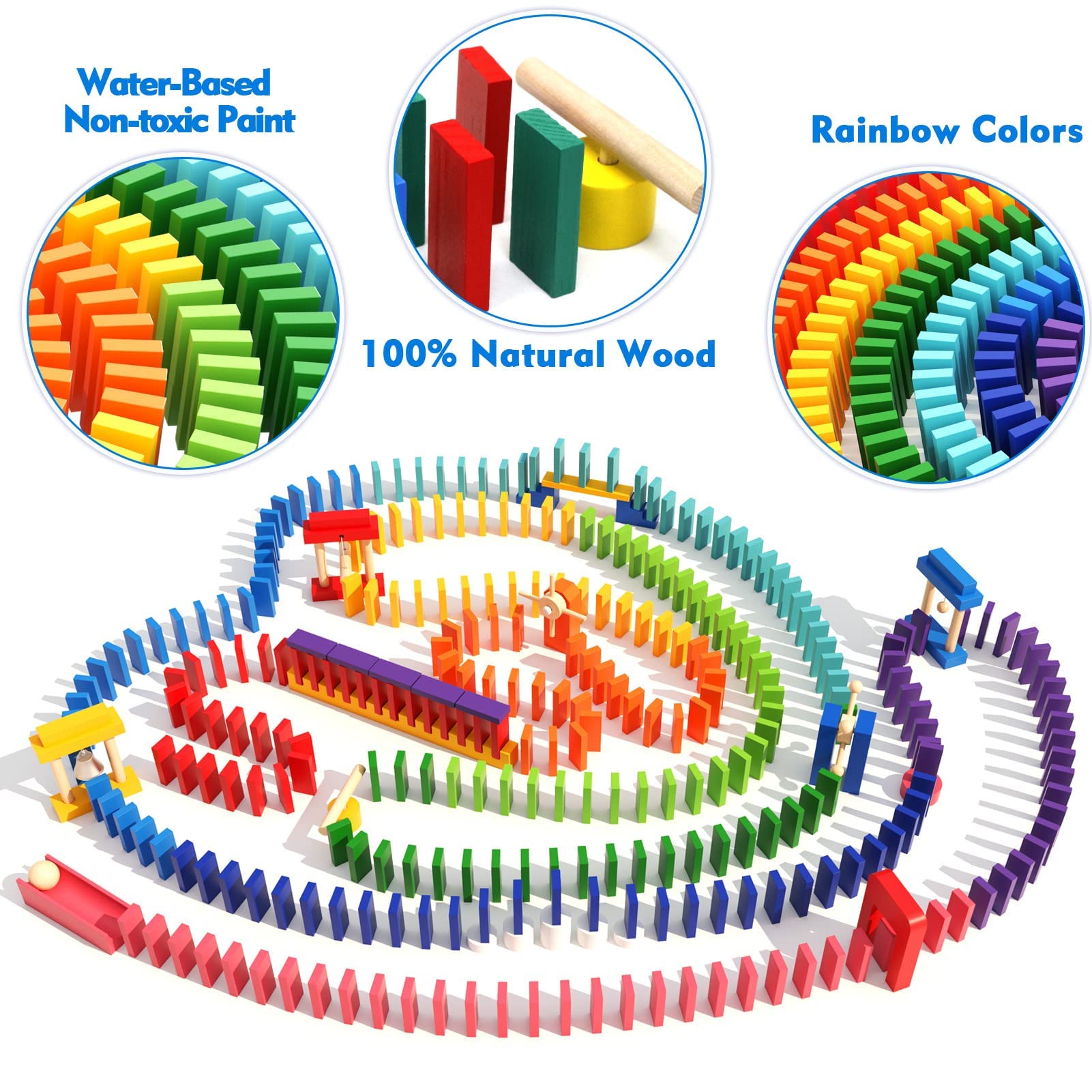 Mua 1000 PCS Dominoes for Kids Wooden Building Blocks Bulk Dominoes Set ...