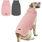 cyeollo Sherpa Dog Coat Turtleneck Reversible Fleece Vest Sweater Thick Pet Clothes for Cold Weather Winter Jacket Warm Dog Coats for Medium Large Dogs, Pink XXL