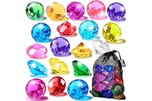 EnriQ Diving Gems Pool Toys 18 Colorful Diamond Swim Dive Toy for Kids Boys Girls Underwater Gemstone Swimming Training Gifts Acrylic Gem for Treasure Hunt Game Home Table Party Decor Vase Fillers