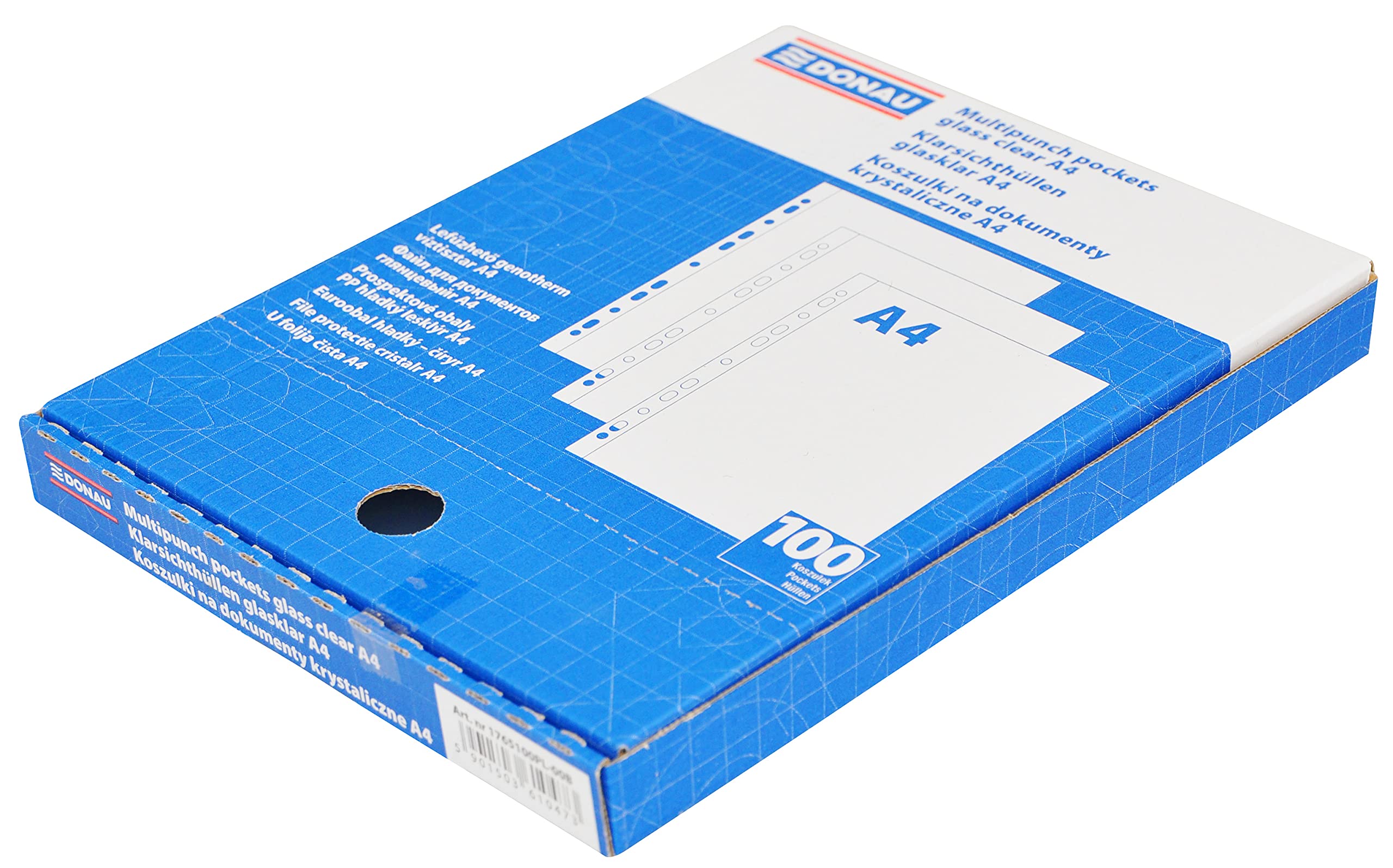 Document Sleeve DONAU PP A4 Cristalic 45 Microns 100pcs Box/Document Archiving/Type-Crystal Clear/Kind-Reinforced Edge/Material-PP/Colour-Transparent/Format-A4 / Thickness (mm)-45