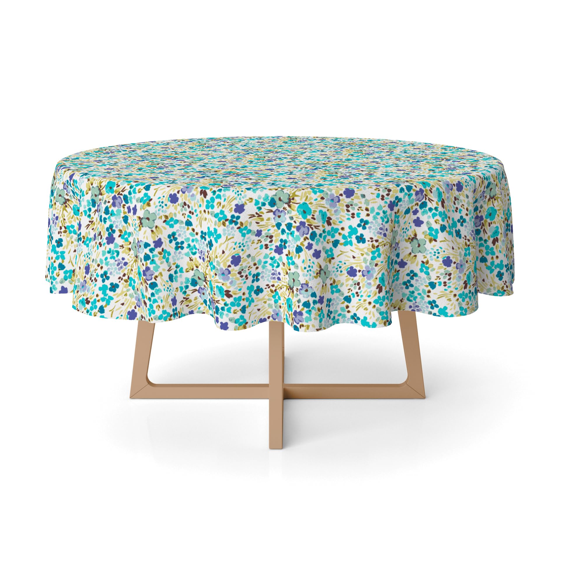 Martina Home Olena Blue Resin Coated Tablecloth Round 140cm