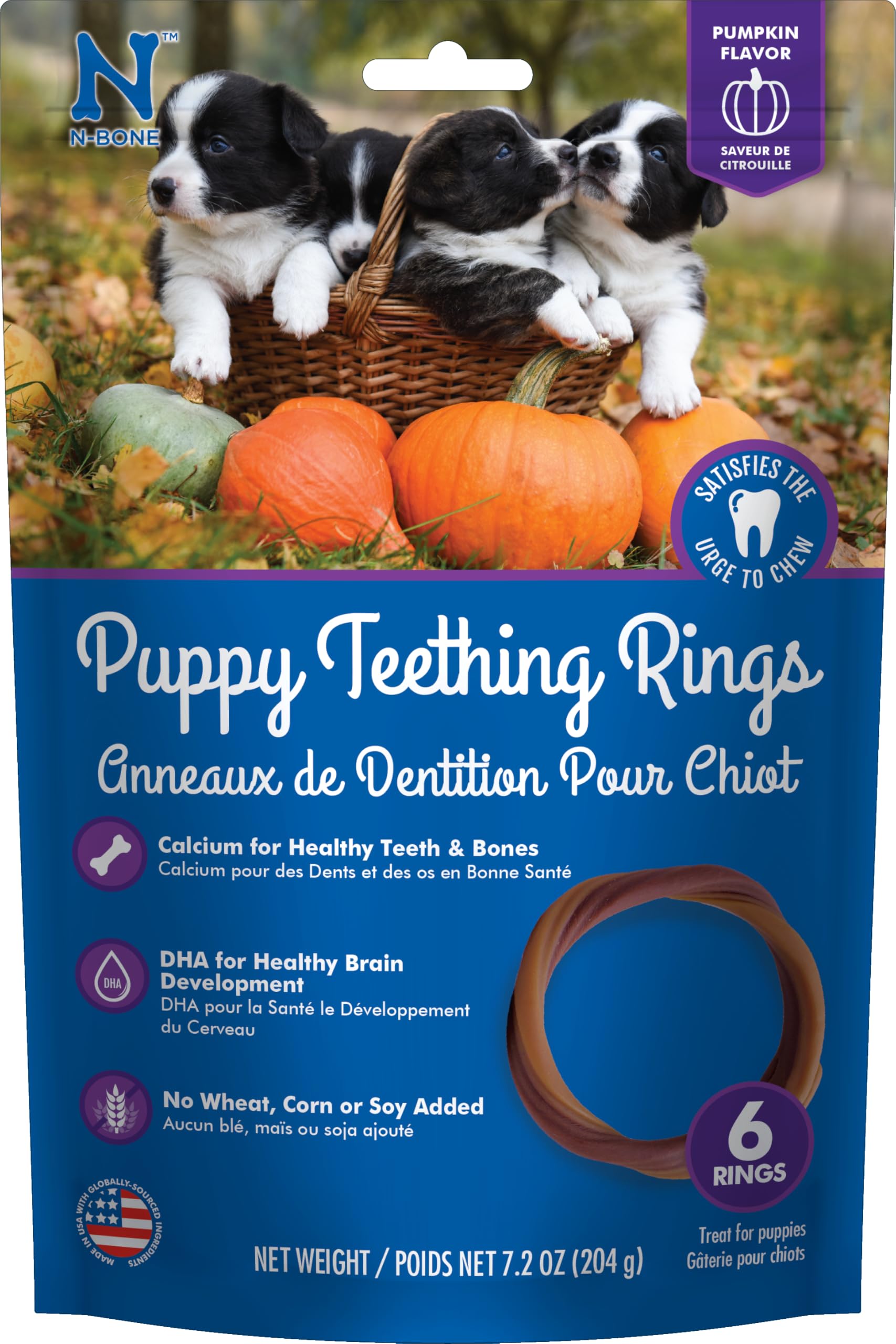 N-Bone Puppy Teething Rings Pumpkin Flavor 6 count